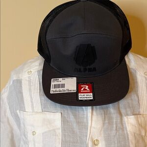 Alpha Black Flat Bill Snapback Hat